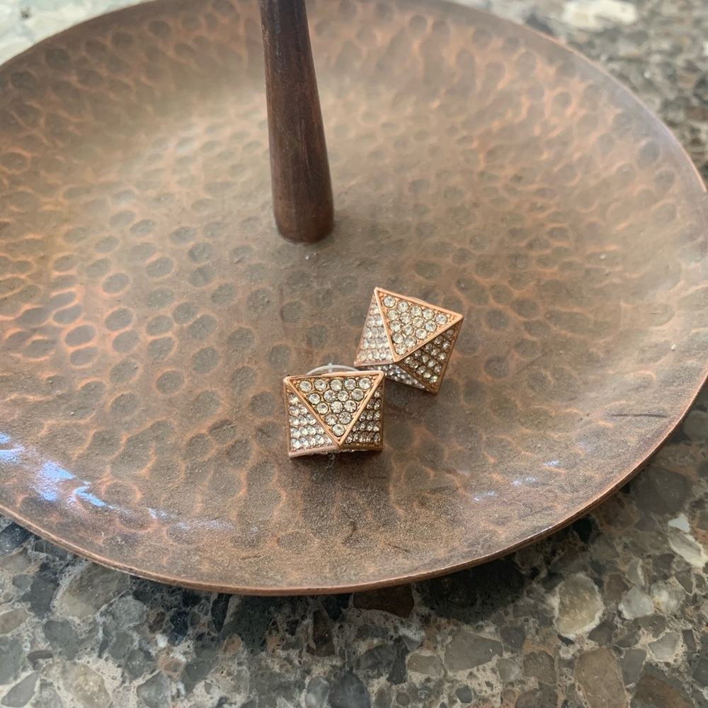 Rose Gold Art Deco Stud Earrings